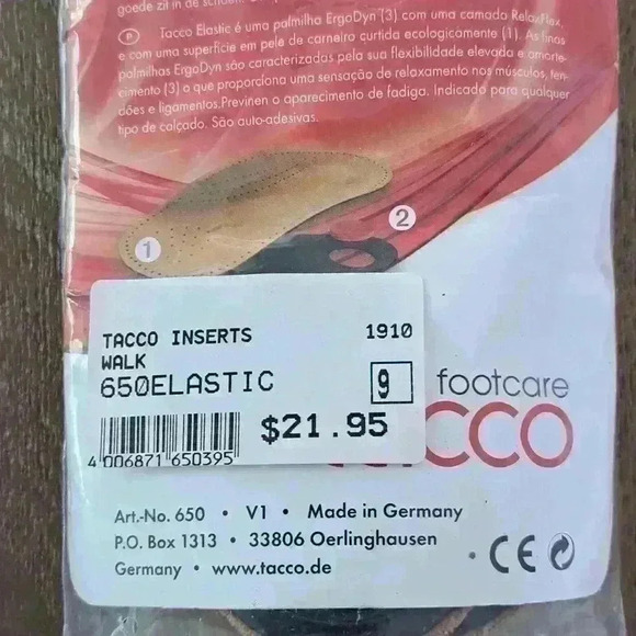 Tacco Footcare 3/4 Elastic Leather Insoles Footbed RelaxFlex Arch Support - 2pr - Picture 3 of 4